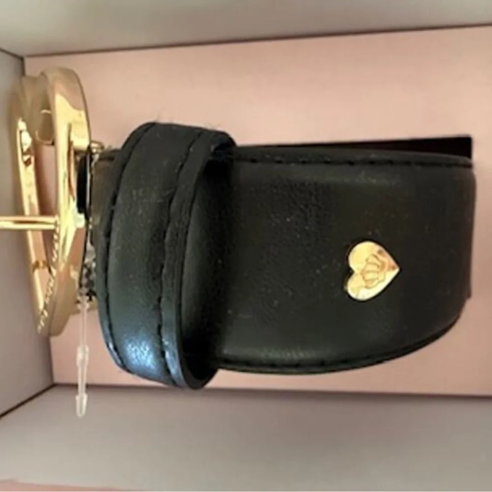 NWT Juicy Couture Black Belt with Gold Heart Buckle in size small/medium
